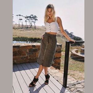 NEW FREE PEOPLE JUST THE GIRL UTILITY MIDI SKIRT